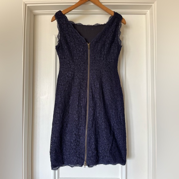 Adrianna Papell Women’s Size 8P 8 Petite Navy Blue Lace Sleeveless Sheath Dress - Picture 5 of 9